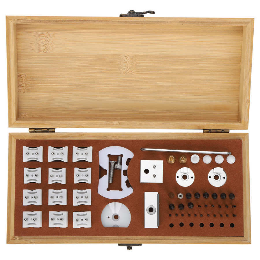 修表工具  撬底机配件 木盒装多规格撬底机配件 拆把管底盖配件