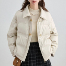 2025年秋冬新款小个子羽绒棉短款外套VEGA 哑光PU皮羽绒服女保暖