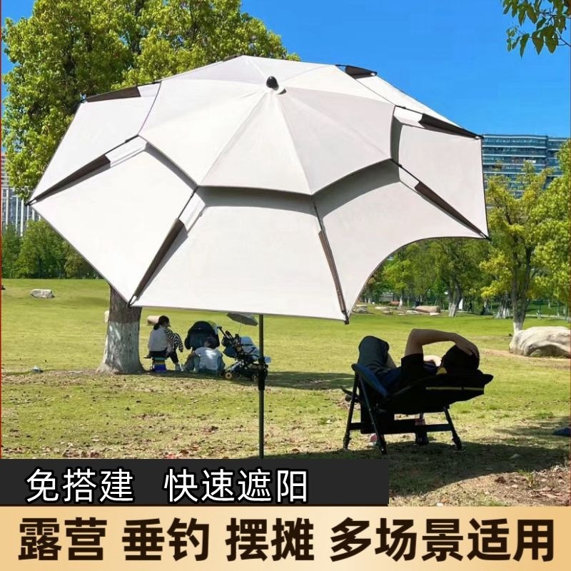 新款钓鱼伞新款遮阳伞户外露营伞便携带黑胶防晒拐杖伞露营垂钓专|undefined