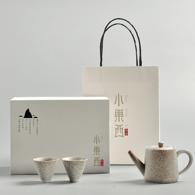 Japanese-Style Ceramic Kung Fu Tea Set Gift Box, Rustic Pottery for Office and Home Use, Business Gift, Wholesale, Custom Logo Japanese-Style Ceramic Kung Fu Tea Set Gift Box, Rustic Pottery for Office and Home Use, Business Gift, Wholesale, Custom Logo