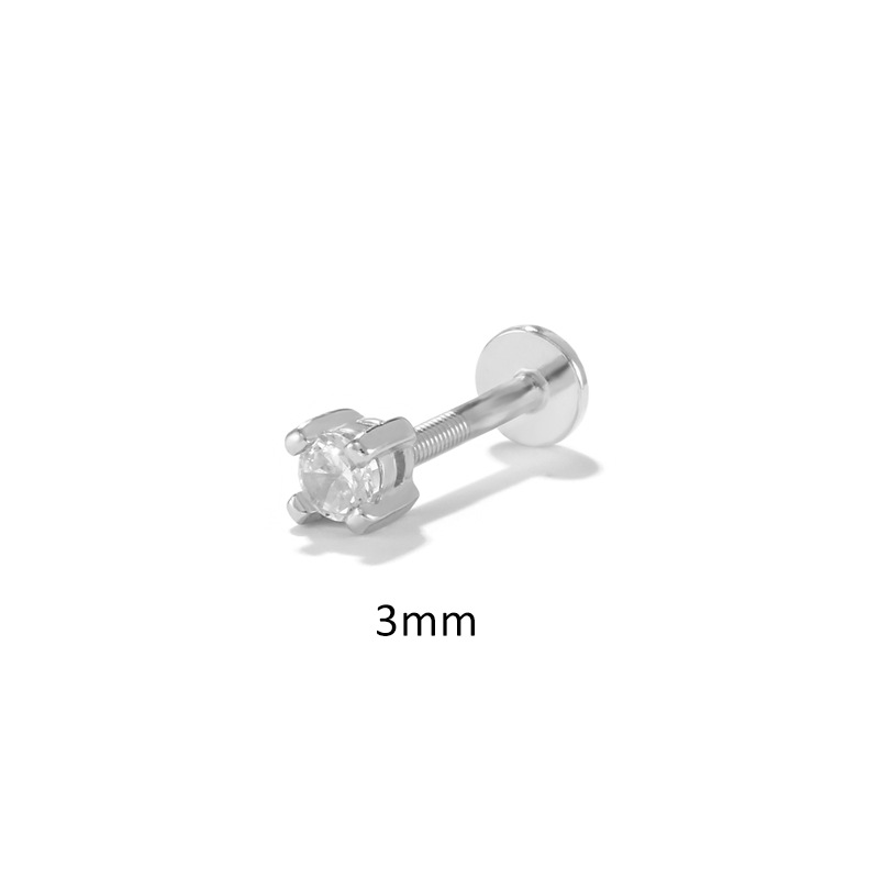 Fashion Solid Color Sterling Silver Plating Inlay Zircon Ear Studs 1 Piece display picture 11