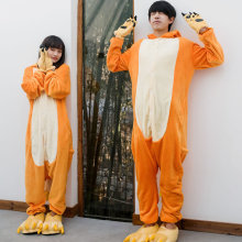 新款法兰绒火龙连体睡衣动物冬季卡通可爱黄色情侣长袖演出服