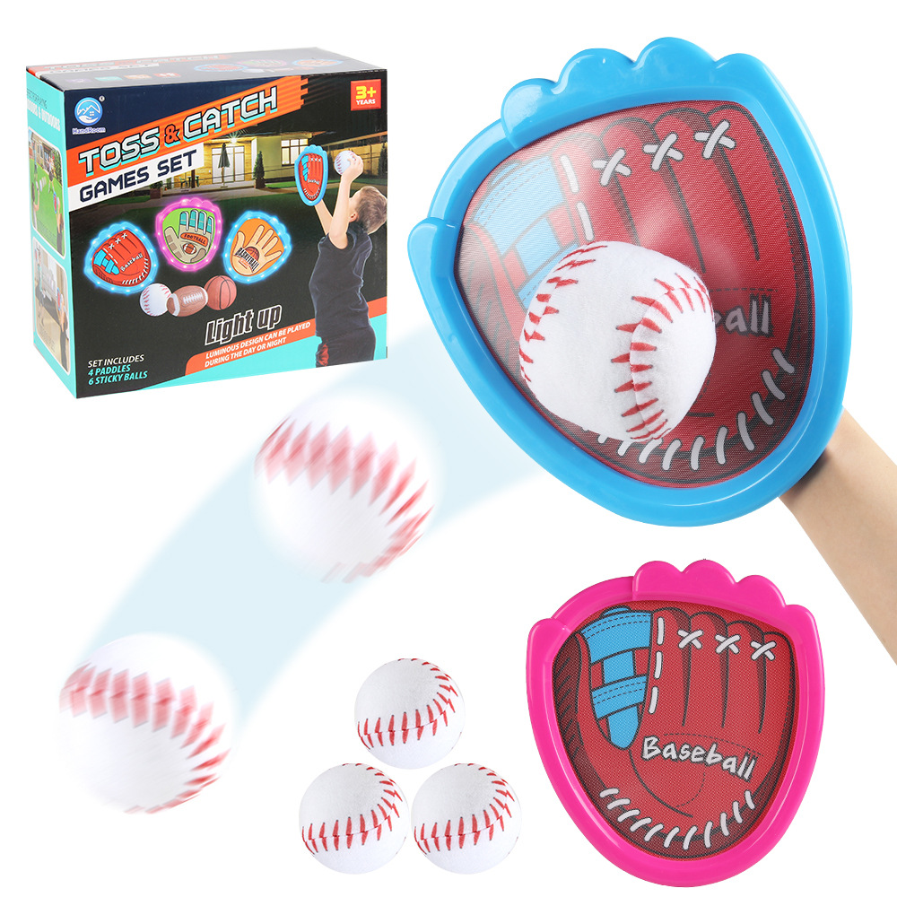 Export Kidsren's Luminous Sticky Target Ball Toy Baseball Rugby Catching Outdoor Leisure Family Interactive Gift Set
