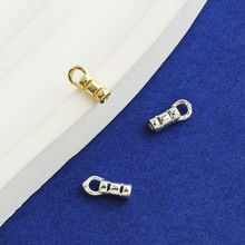 竺银S925纯银定位管皮绳钢丝线收尾包扣DIY链条卡扣夹扣隔珠配件