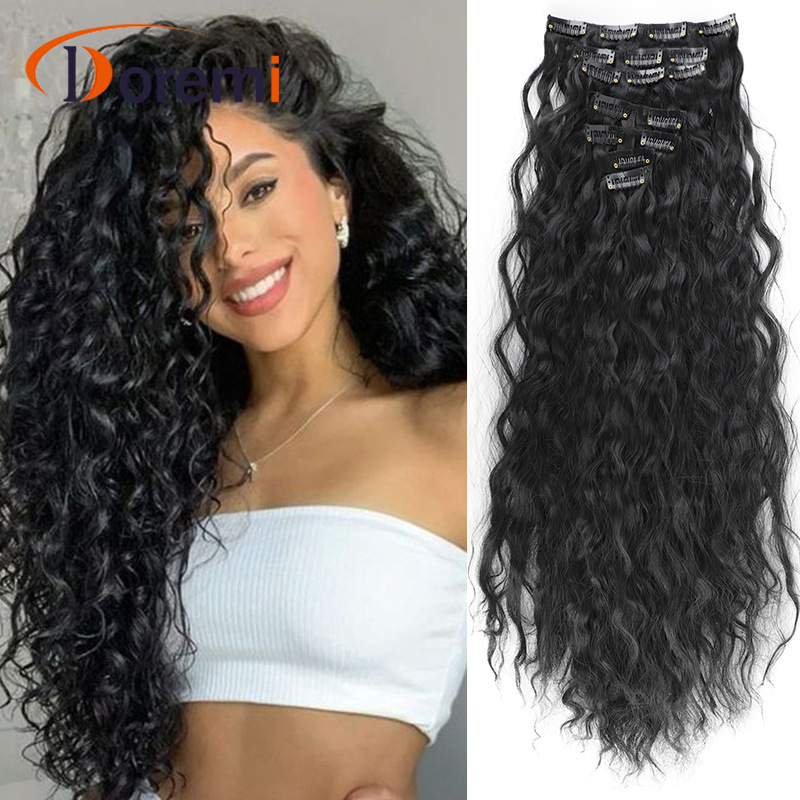 perruque ensemble de 7 pièces perruque en soie de maïs extension de cheveux pour femme 56 cm extension de cheveux sans couture à usure naturelle_voghion.com