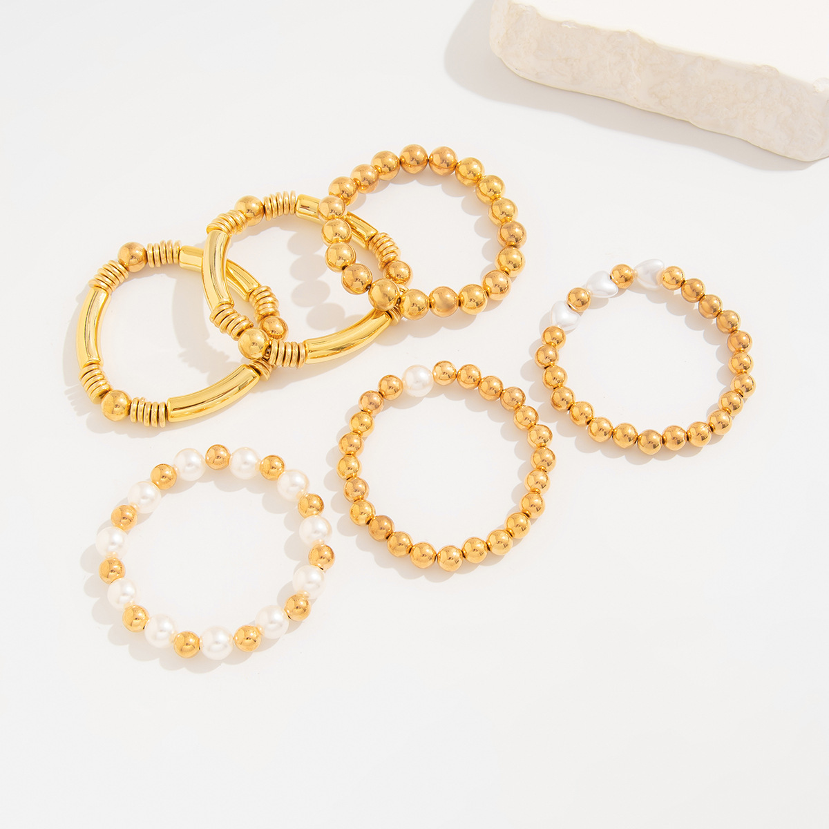 25g Weight Alloy, Copper Pendant Material Bracelets Classification CCB Chain Material Beaded Chain Chain Type 1 Set Quantity Street Occasion CCB, Alloy, Copper Material Heart Shape Pattern Women's Gender Exaggerated, Streetwear Style Exaggerated Streetwear Heart Shape CCB Alloy Copper Beaded Chain Beaded Bracelets Wholesale 49
