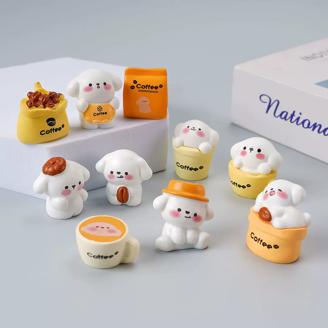 微景观可爱咖啡线条小狗摆件造景diy装饰品配件汽车载迷你小摆件