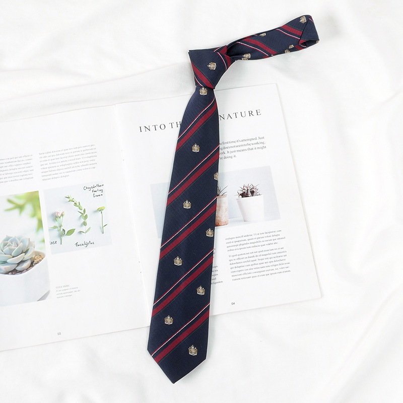 Camicia a righe da uomo DK JK, decorazione uniforme scolastica, stile college, cravatta annodata a mano, da donna_voghion.com