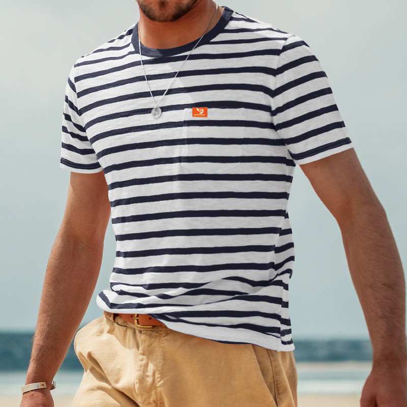 Men's Stripe T-shirt Men's Clothing display picture 5