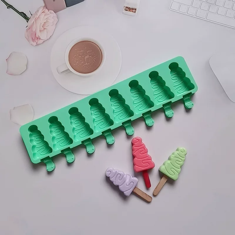 Silicone mold for ice cream, ice cream