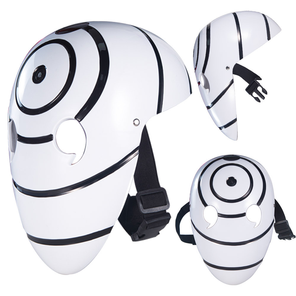 Máscara de Naruto brillante Uchiha con manchas de tierra A Fei escribe una máscara blanca de ojos de rueda cara completa cosplay cos