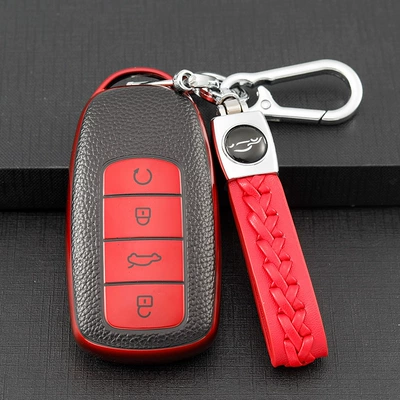 Car key bag | bag - chery-h-model-vibrant-red-single-case-lambskin-lanyard