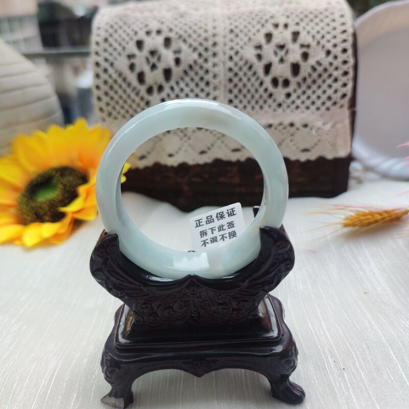 [Fast Delivery] genuine goods Bingnuo Laokeng Jade Class A Jade Color Jade Bracelet Women's light green Light Green Gift with Certificate
