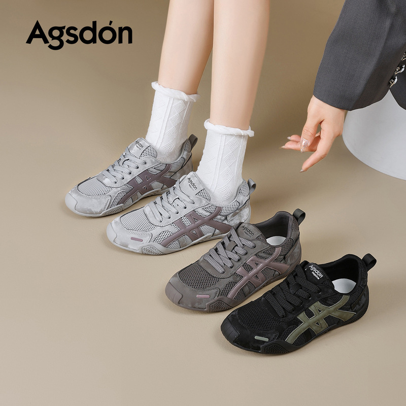 奥古狮登厚底德训鞋女2025新款秋冬巨好看灰色复古芭蕾阿甘运动鞋|undefined