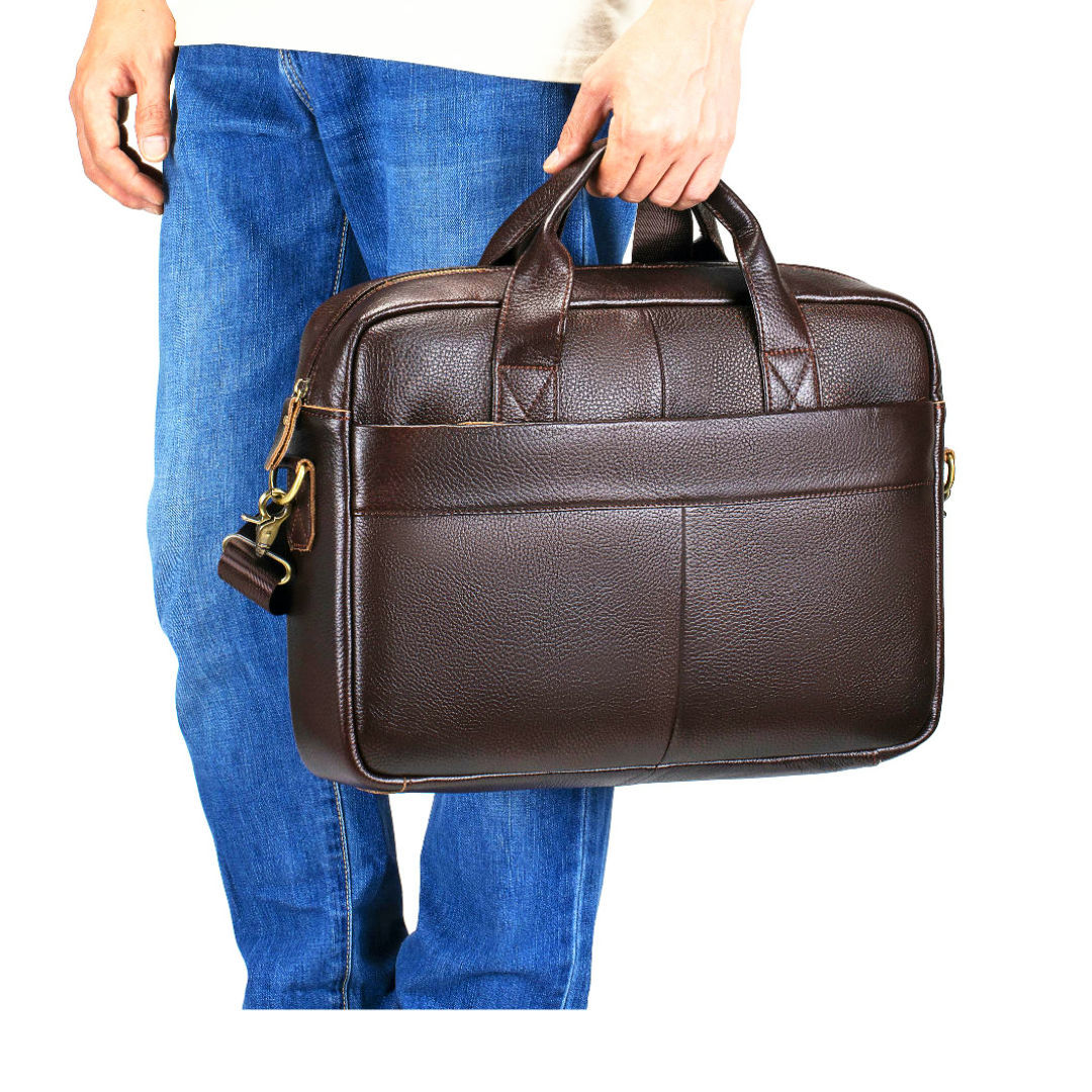 Genuine Leather Men's Briefcase Image 3