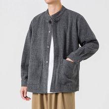 立领夹克外套春秋季中国风灯芯绒青年中山装中式大码男装唐装衬衫