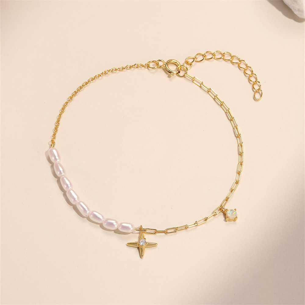 925 Sterling Silver Material Star Pattern 1 Piece 925 Sterling Silver Star Zircon 925 Sterling Silver Cable Chain Bracelets