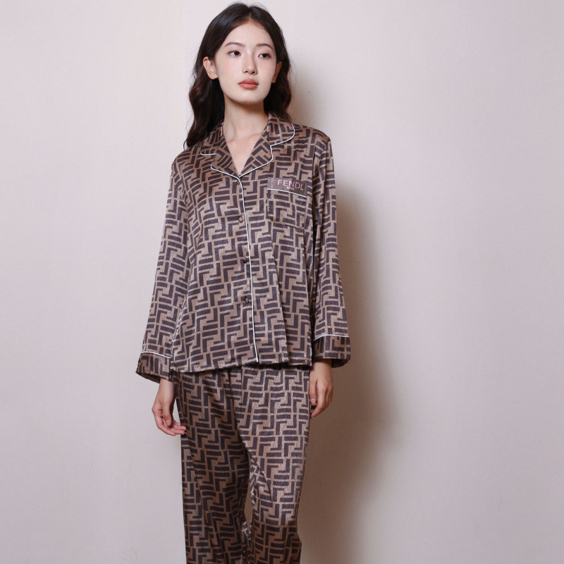 Elegant and Luxurious Ice Silk Pajamas for Women, Spring and Autumn Long Sleeve Set, New Home Wear, Korean Style, Printed, Lightweight Elegant and Luxurious Ice Silk Pajamas for Women, Spring and Autumn Long Sleeve Set, New Home Wear, Korean Style, Printed, Lightweight