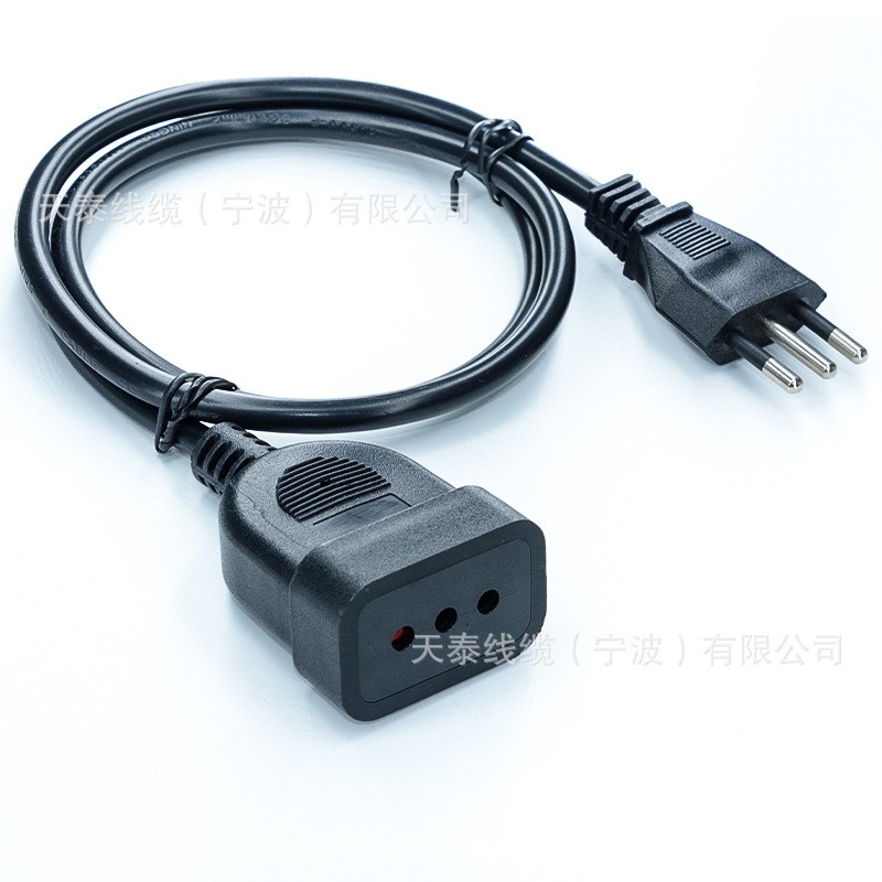 供应智利电源线插头 智利三插带智利尾插母座适配器