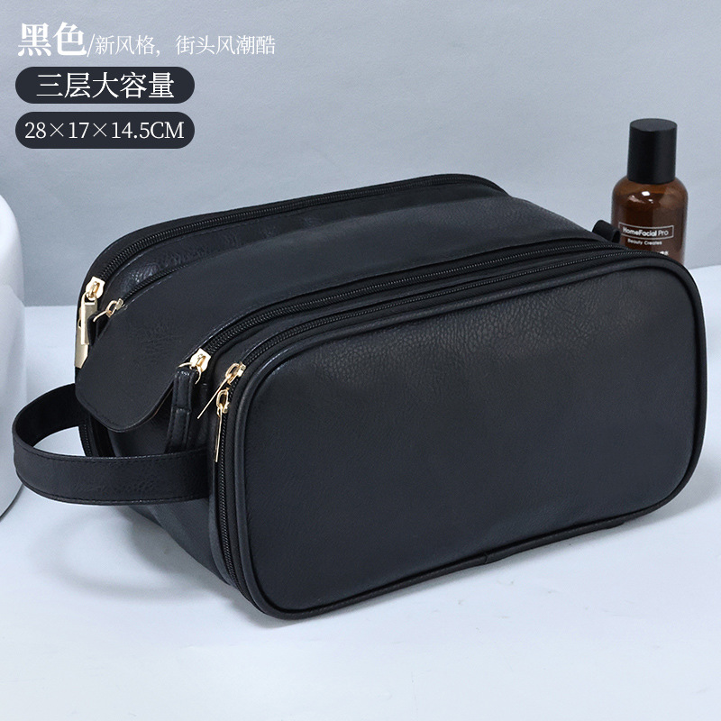 Bolso cosmético multifuncional de doble cremallera para hombre, bolsa de lavado de viaje nueva portátil de gran capacidad, bolsa de almacenamiento de cosméticos