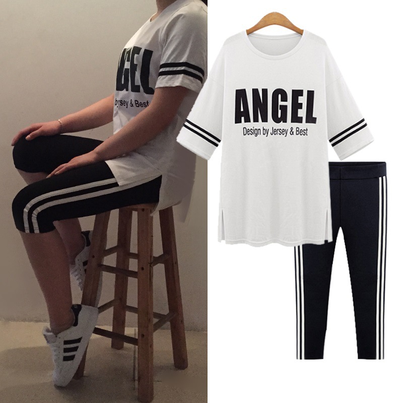 Plus-Size Women's Summer Cropped Pants for Chubby Girls, Summer Casual Slimming Sports Pants 100kg