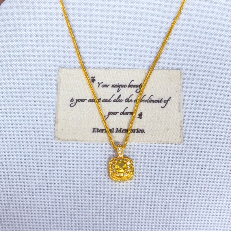 Real Gold Plated Strong Color-preserving Ancient Sands Gold Honey Small Sugar Necklace Exquisite High-grade All-match Elegant Light Luxury Necklace