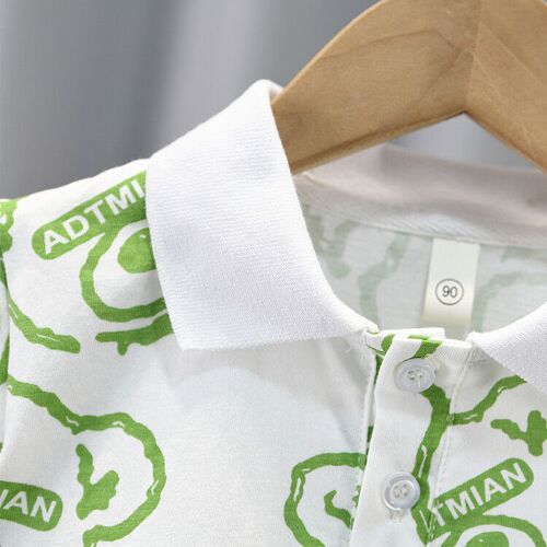 T070-Piece printed embroidered bear POLO shirt, versatile outer wear, summer style, loose collar, trendy ins