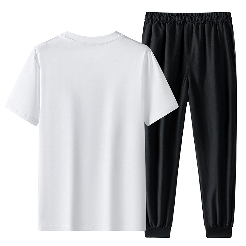 Men's Clothing Cross border special summer ultra thin breathable short sleeved trousers suit men's youth sports quick drying casual two piece suit men_voghion.com