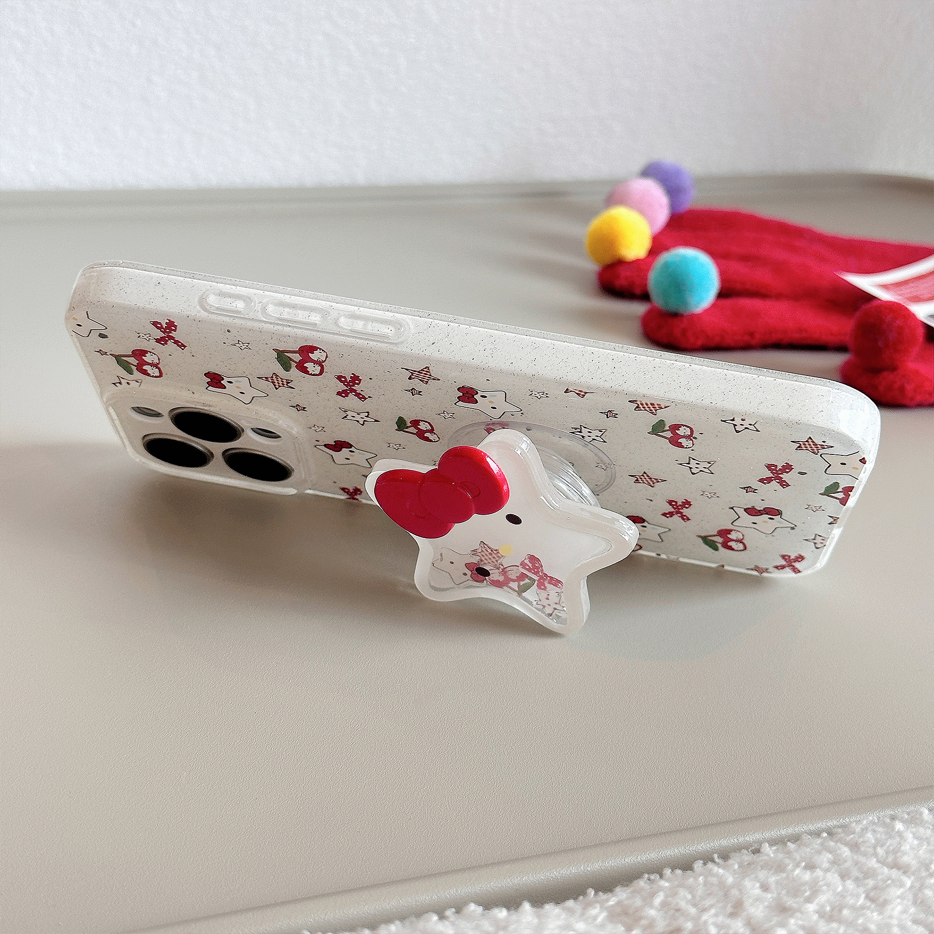 Funda brillante para iPhone 16, compatible con el teléfono Apple 13, diseño de gato cereza, con soporte para iPhone 15 Pro Max, colgante para iPhone 17