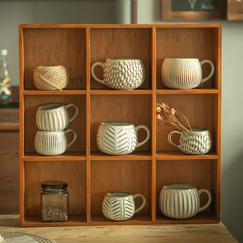 Taza de cerámica creativa y elegante, taza de café de té de la tarde, taza de café con leche en relieve estadounidense, taza de flores de la ensalada, taza de té