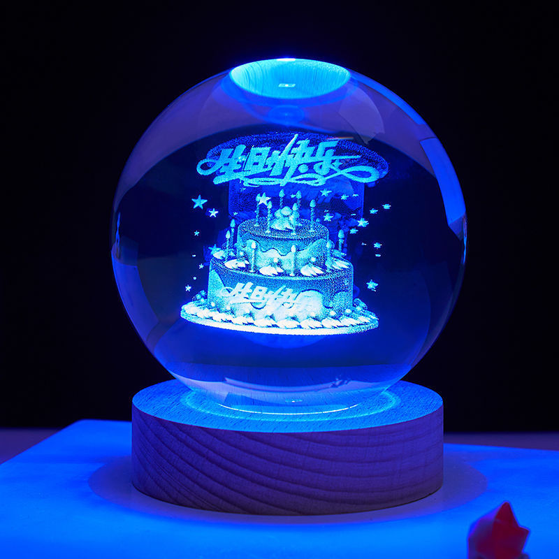 水晶球小夜灯发光创意太空生日礼物送儿童小学生男女同学闺蜜跨境