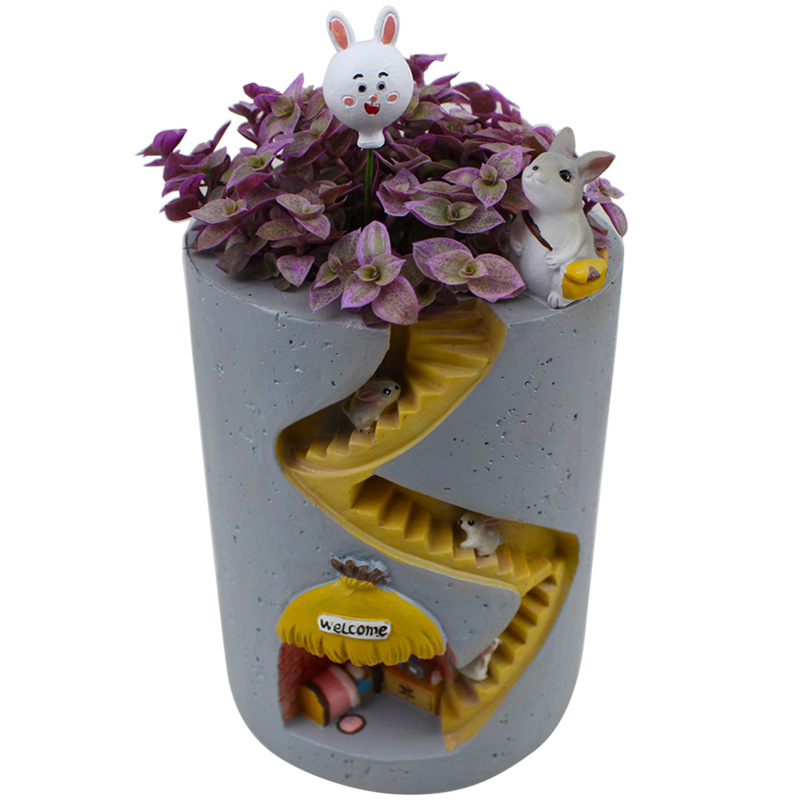Hedgehog Bunny Creative Cartoon Succulent Flower Pot Without Holes New Year Decoration Potted Cute Animal Flower Pot Kindergarten