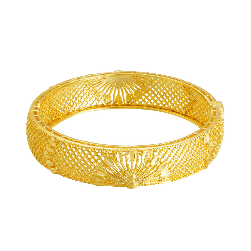Pantalla abierta de pavo real pulsera hueca Vietnam arena hebilla de oro pulsera hombres y mujeres pulsera de borde ancho joyería de la boda al por mayor en stock