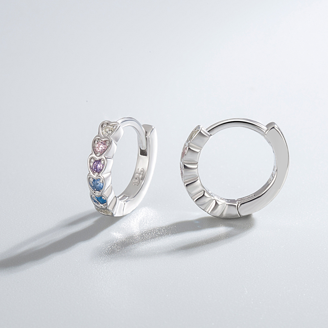 925 Sterling Silver Material S925 Sterling Silver Color Zirconium Love Jewelry Suit Heart-Shaped Bracelet Zircon Stud Earrings  Silver Jewelry