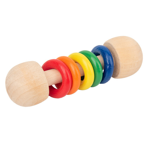 Factory wholesale Amazon cartoon wooden rattle 0.025 infant Orff musical instrument hand-held training toy