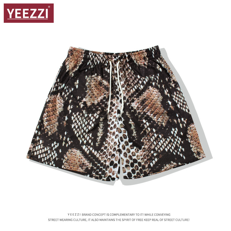 Snake Print Python Leopard Print Men's Sports Shorts Basketball American Style Quarter Shorts Trendy Breathable Quick-Dry Trendy