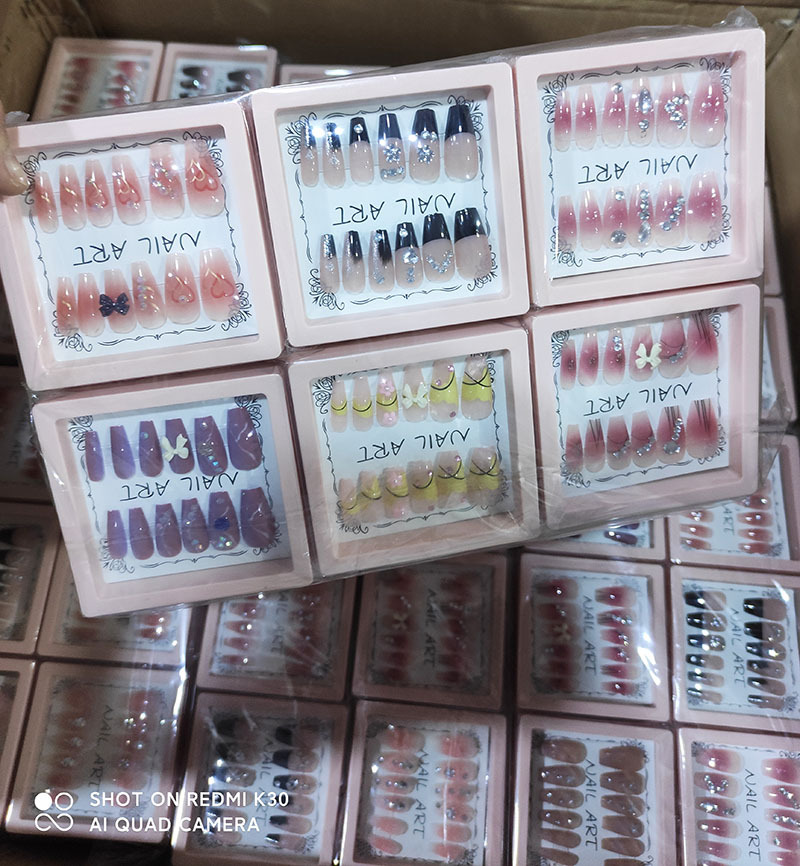 Pegatinas de uñas largas nuevo adulto parche de uñas impermeable niños estudiante diamante tridimensional desgaste uñas desmontable