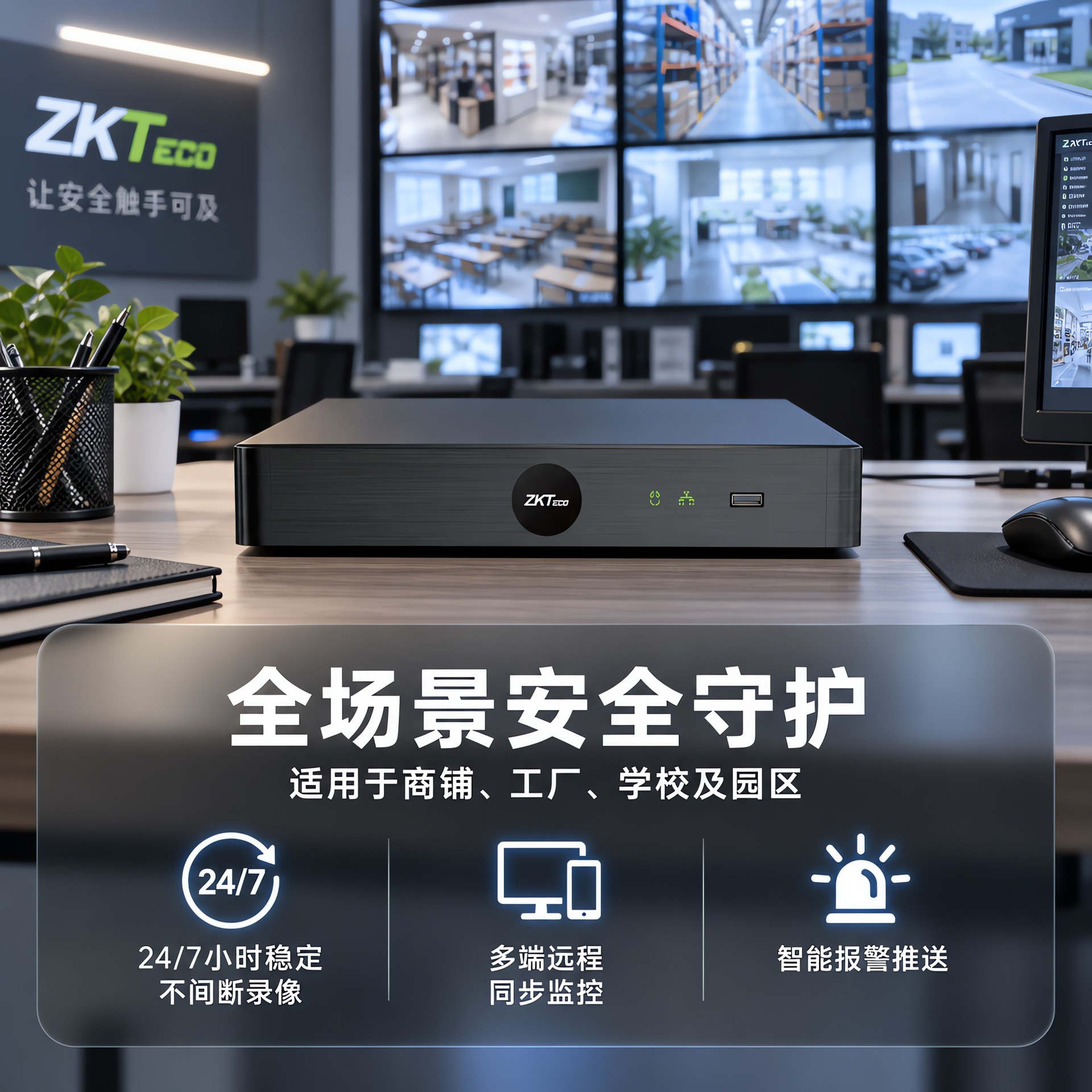 ZKTeco NVR Videorekorder, 4/8-Kanal, 8-MP-Kameraunterstützung
