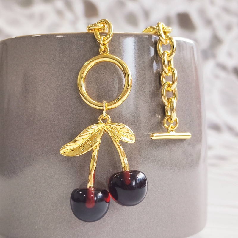 cable chain Chain Type 1 Piece Quantity Daily Occasion Wholesale Jewelry Vacation Simple Style Cherry Arylic Copper Pendant Necklace Cable Chain
