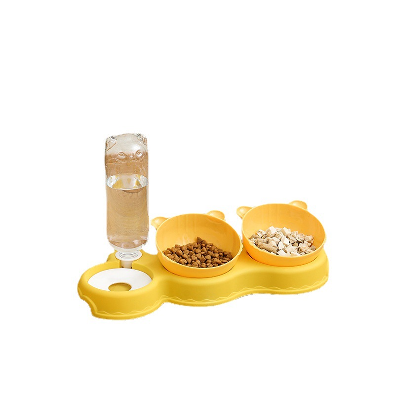 Cat Bowl doble tazón boca a prueba de humedad multifuncional Pet Bowl alimentación automática fuente de bebida perro tazón mascota suministros diarios