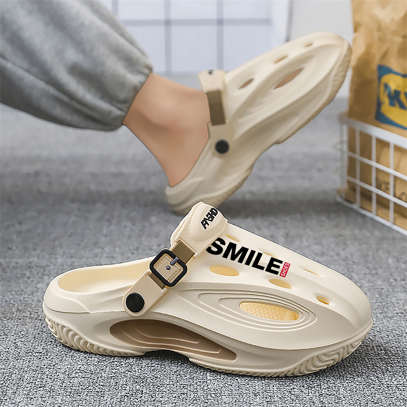 Zapatos con agujeros para hombres 2025 verano ocio para estudiantes vadeo en la playa, suela gruesa ligera, zapatillas Baotou