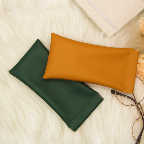 PU soft leather sunglass case, sunglasses sunwear storage bag, spring-loaded automatic closure, eyewear dustproof, portable storage sleeve