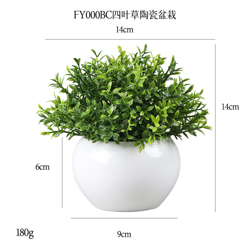 Planta Artificial de Bola Verde en Maceta de Cerámica y Plástico Decorativa para Escritorio