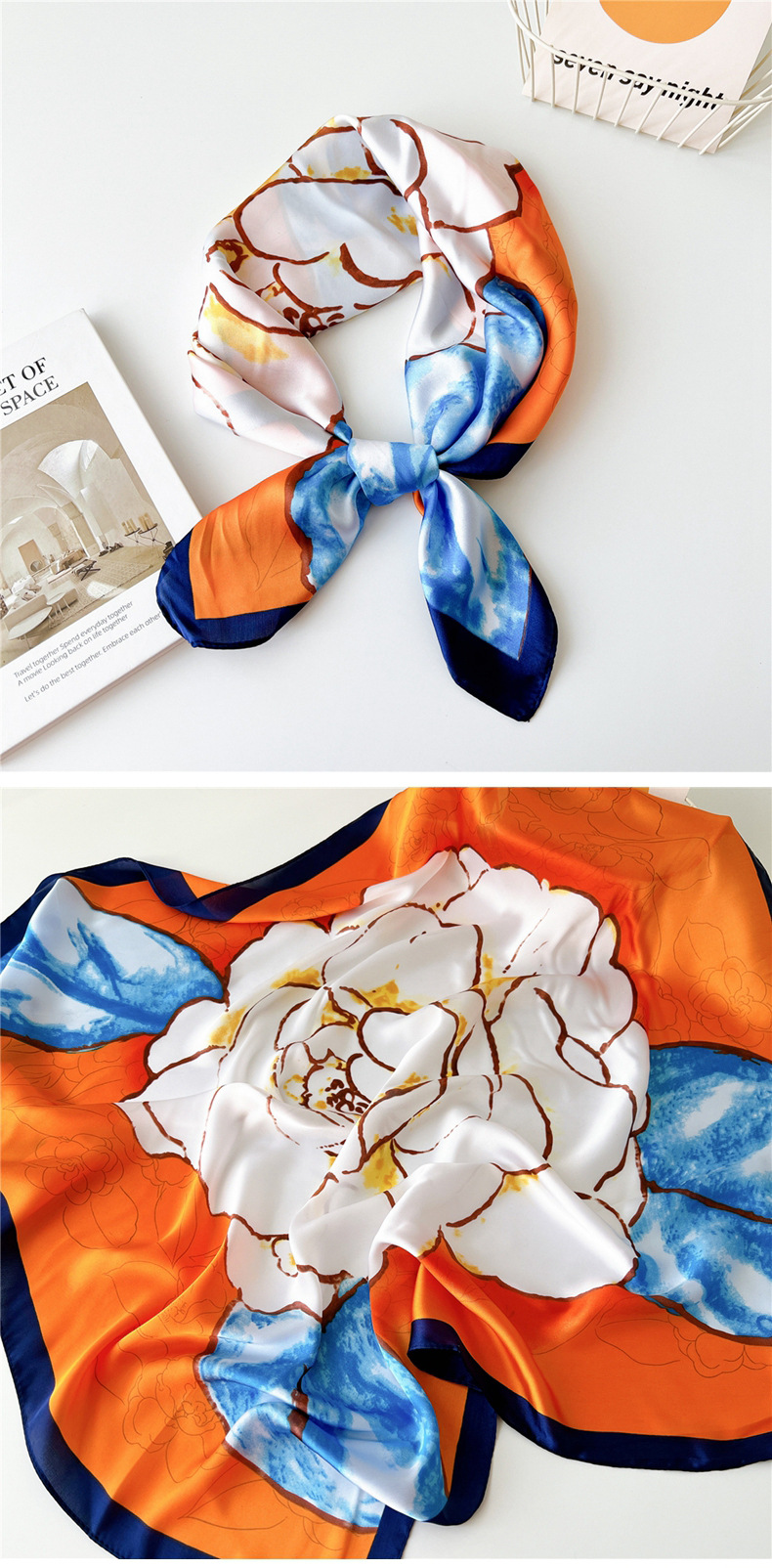 40g Weight Silk Scarf Classification Outdoor, Travel Occasion Polyester Material Printing Pattern Spring&Summer Season Women's Gender Printing Design Elegant Style Women's Elegant Printing Polyester Printing Silk Scarf 2