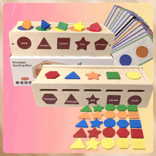 Child Montessori Early Education Color Shape Matching Box Logical Thinking Training Coin Baby Cognitive Educational Toy