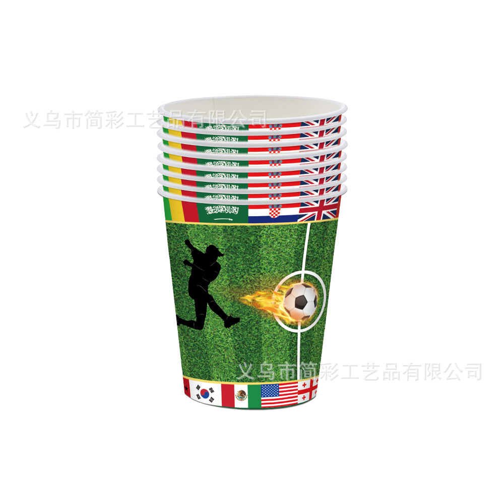 Nuevo transfronterizo Copa del Mundo de fútbol fiesta decoración de artículos de papel bandeja toallas de mesa set de diseño de escena de fiesta