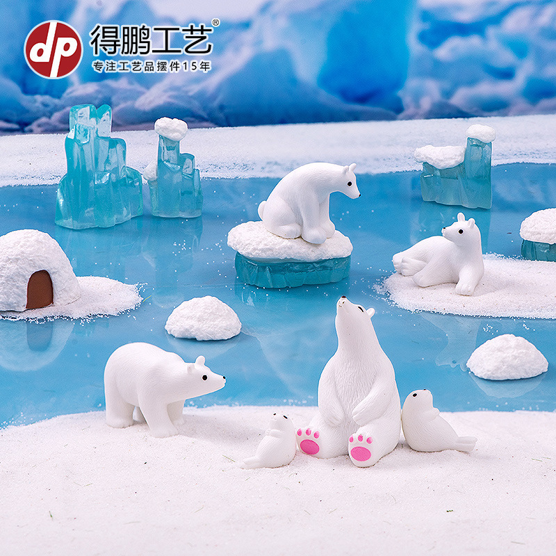 Micro-Landscape Creative Cute Glacier Polar Bear Seal Figurine Ornaments DIY Decorations Desktop Car Small Ornaments