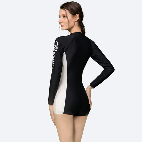 Momasong sports swimsuit women's professional conservative one-piece long-sleeved sunscreen quick-drying swimsuit hot spring swimsuit