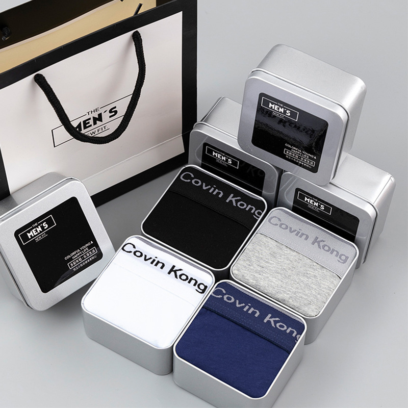 Cebble Men's Underwear Men's 60-Count Cotton Boxer Briefs Boys Summer Thin Cotton Shorts Boxer Briefs Wholesale