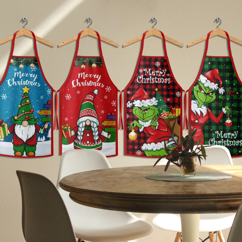 新しいクリスマスエプロングリーン奇サンタクロースの家庭用キッチンエプロンクリスマス装飾用品卸売り|undefined